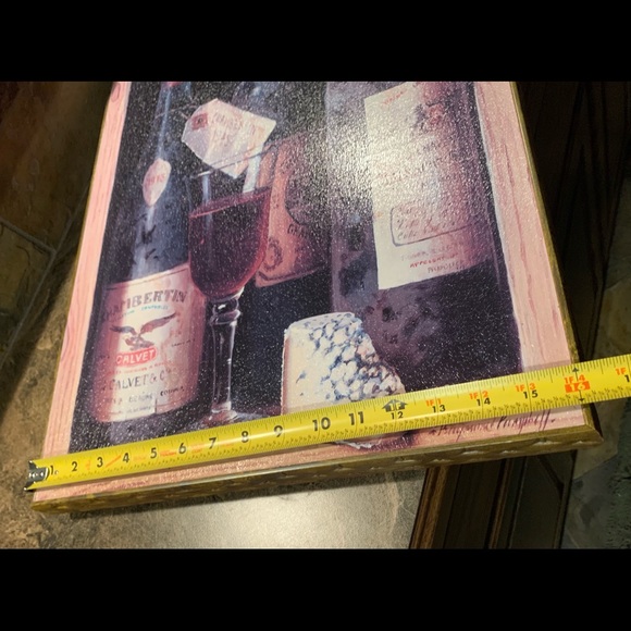 2 Vintage Wine Prints with 3D Wooden Frame - Picture 6 of 8